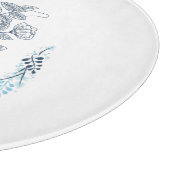 Initial "Y" Blue Monogram Calm Floral Schneidebrett (Ecke)