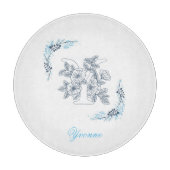 Initial "Y" Blue Monogram Calm Floral Schneidebrett (Vorderseite)