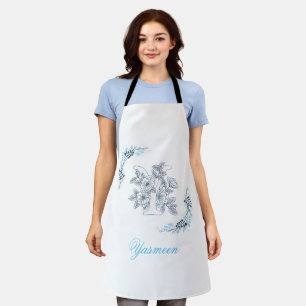 Initial "Y" Blue Monogram Calm Floral Schürze