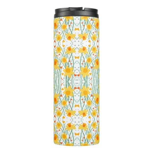 Initial Yellow Daffodil Pattern Inspirivity Thermosbecher (Rückseite)