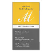 Initial Yellow Gray Magnetische Visitenkarte (Vorderseite Vertikal)
