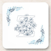 Initial "Z" Blue Monogram Calm Floral Getränkeuntersetzer (Vorderseite)