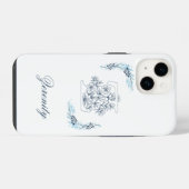 Initial "Z" Blue Monogram Calm Floral iPhone Hülle (Rückseite (Horizontal))
