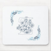 Initial "Z" Blue Monogram Calm Floral Mousepad (Vorne)
