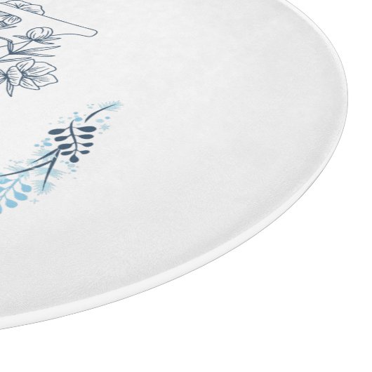 Initial "Z" Blue Monogram Calm Floral Schneidebrett (Ecke)