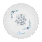 Initial "Z" Blue Monogram Calm Floral Schneidebrett (Vorderseite)
