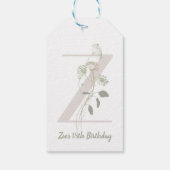 Initial Z mit Blume für weiche Farben Geschenkanhänger (Rückseite)