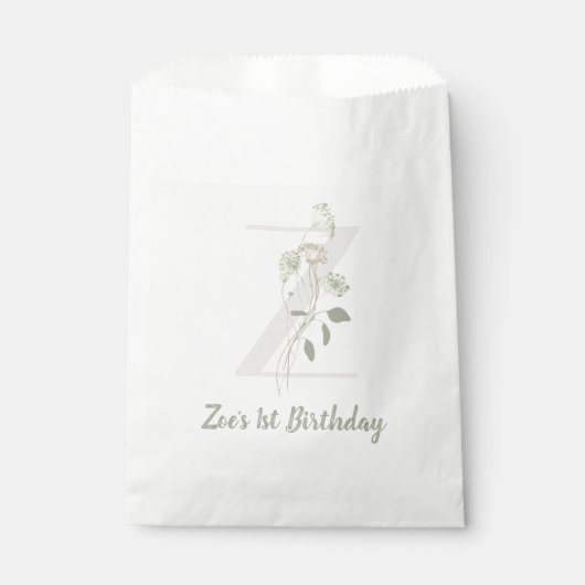 Initial Z mit Blume für weiche Farben Geschenktütchen (Vorderseite)