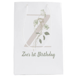 Initial Z mit Blume für weiche Farben Mittlere Geschenktüte