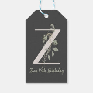 Initial Z mit Soft-Blume Custom Classic Geschenkanhänger