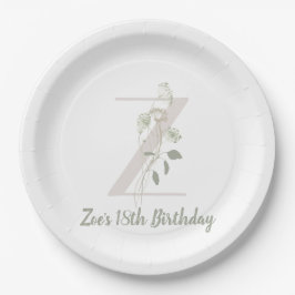 Initial Z mit Soft-Blume Custom Classic Pappteller