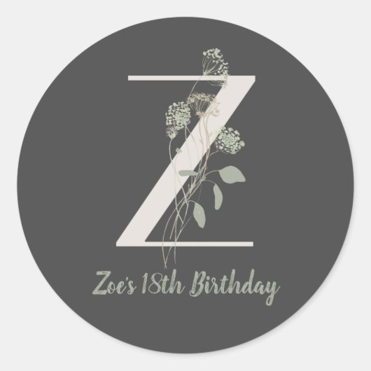 Initial Z mit Soft-Blume Custom Classic Runder Aufkleber (Vorderseite)