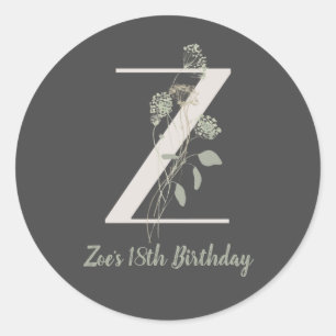 Initial Z mit Soft-Blume Custom Classic Runder Aufkleber