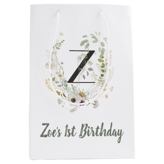 Initial Z mit weicher Blume Mittlere Geschenktüte (Vorderseite)