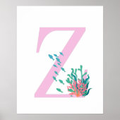 Initial Z Monogramm Monogramm Pink Aquamarin Ocean Poster (Vorne)