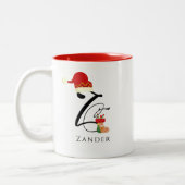 Initial Z Name Elegant Script Moderne Weihnachten Zweifarbige Tasse (Links)