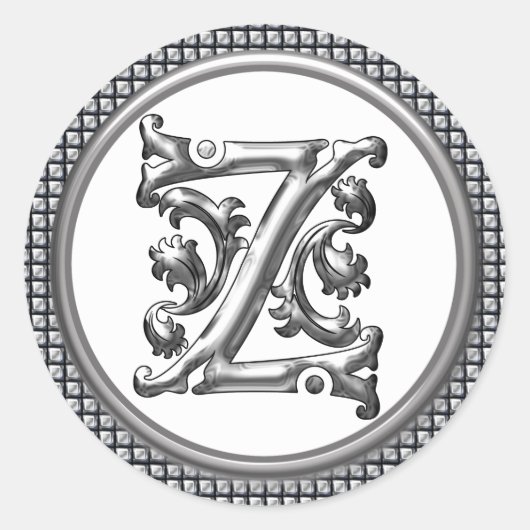 Initial Z Round Aufkleber in Silver (Vorderseite)