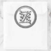 Initial Z Round Aufkleber in Silver (Tasche)