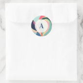 Initialaufkleber für moderne Abstrakt Art Monogram Runder Aufkleber (Tasche)