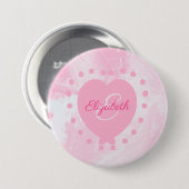 Initialbrief der Girly Pink Heart Chic Monogram Button (Vorne & Hinten)