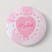 Initialbrief der Girly Pink Heart Chic Monogram Button (Vorderseite)