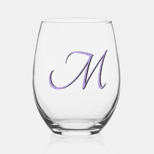 Initialbrief der Pastel Lila Elegant Monogram Weinglas Ohne Stiel