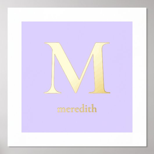 Initialbrief des modernen Lavendelmonogramms Foliendrucke (Vorderseite)