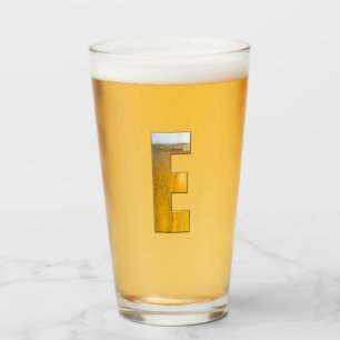Initialbrief E der Funny Beer Head Monogram Glas