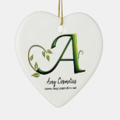 Initialbrief Ein grünes Geschenk für Visitenkarten Keramik Ornament (Rechts)