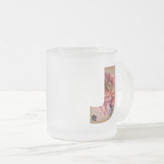Initialbrief J Monogram, rustikal floral Mattglastasse (VorderseiteRechts)