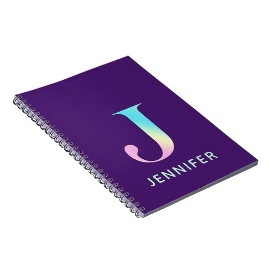 Initialbrief J Rainbow Personalisiert Lila Notizblock (Rechte Seite)