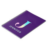 Initialbrief J Rainbow Personalisiert Lila Notizblock (Linke Seite)