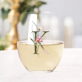 Initialbrief K der Feminine Floral Weinglas Ohne Stiel