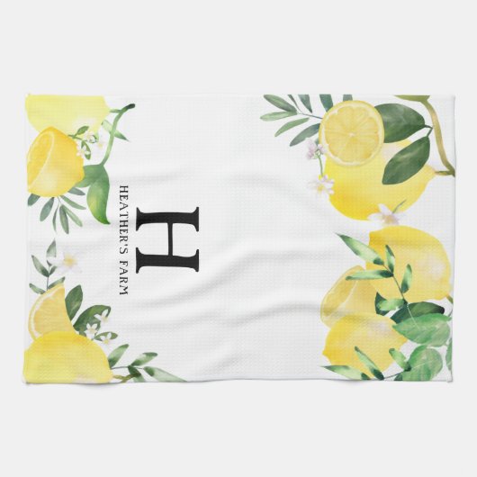 Initialbrief Mit Monogramm Lemon Garden Geschirrtuch (Horizontal)