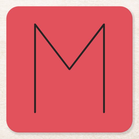 Initialbrief Mit Monogramm Modernes Minimalistisch Rechteckiger Pappuntersetzer (Vorderseite)