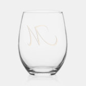 Initialbrief Pastel Orange Elegant Monogram Weinglas Ohne Stiel (Rückseite)