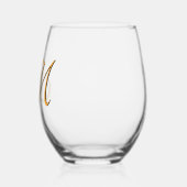 Initialbrief Pastel Orange Elegant Monogram Weinglas Ohne Stiel (Links)