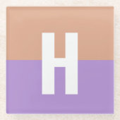 Initialbrief von elegantem Pastel-Colorblock Glasuntersetzer (Vorderseite)