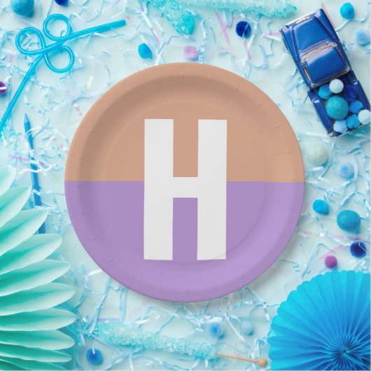 Initialbrief von elegantem Pastel-Colorblock Pappteller (Party)