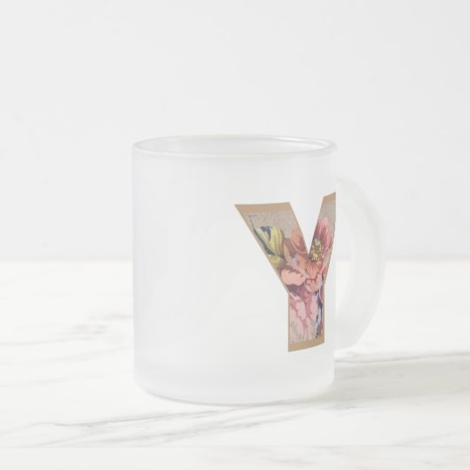 Initialbrief Y Monogramm für rustikale Flora Mattglastasse (VorderseiteRechts)