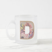 Initialbuchstabe D Monogramm der rustikalen Floral Mattglastasse (Links)
