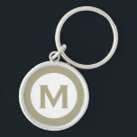 Initialbuchstabe der Minimal Classic Sage Monogram Schlüsselanhänger<br><div class="desc">Moderner mit Monogramm Schlüsselanhänger mit Monogramm als Initial in Weiß und Grün.</div>