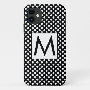 Initialbuchstabe der weißen schwarzen Polka-Punkte Case-Mate iPhone Hülle