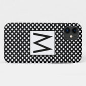 Initialbuchstabe der weißen schwarzen Polka-Punkte Case-Mate iPhone Hülle (Rückseite (Horizontal))