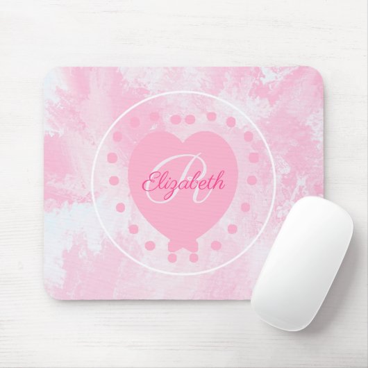 Initialbuchstabe des Chic Heart Monogram Pink Whit Mousepad (Mit Mouse)