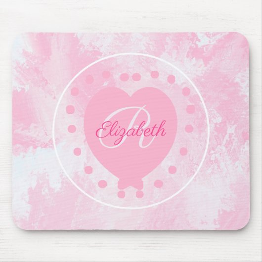 Initialbuchstabe des Chic Heart Monogram Pink Whit Mousepad (Vorne)