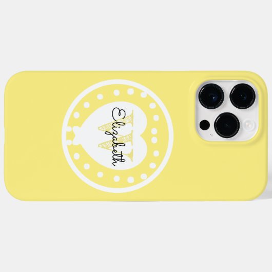 Initialbuchstabe des Chic Monogram Yellow White He Case-Mate iPhone Hülle (Rückseite (Horizontal))