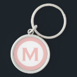 Initialbuchstabe des rosa klassischen Monogramms Schlüsselanhänger<br><div class="desc">Moderner mit Monogramm Schlüsselanhänger mit Monogramm,  zunächst in Rosa und Weiß.</div>