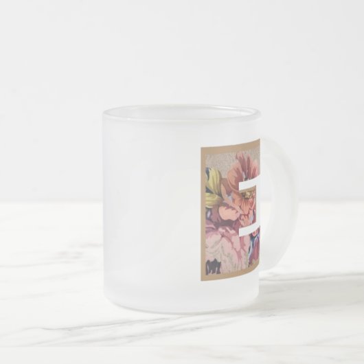 Initialbuchstabe E Monogramm für rustikale Flora Mattglastasse (VorderseiteRechts)