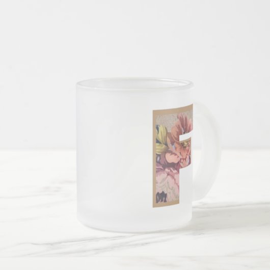 Initialbuchstabe F Monogramm für rustikale Bläsche Mattglastasse (VorderseiteRechts)